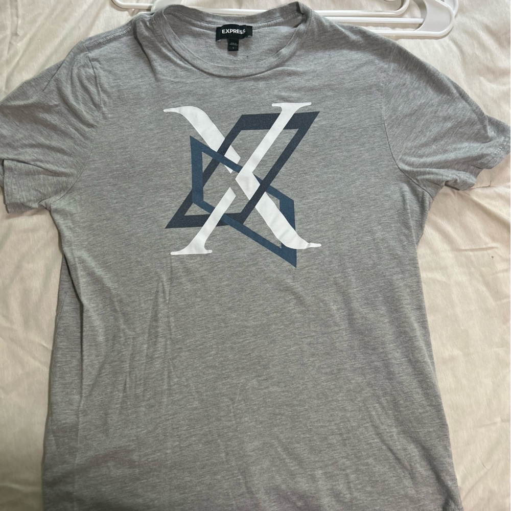 Express Gray and Blue Graphic Tee